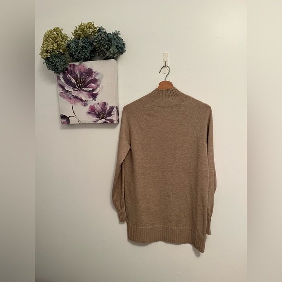 Melanie Lyne Mock Neck Rib Knit Sweater in colour Dark Oatmeal- XS - Picture 5 of 13